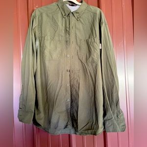 Wolverine Mens L Nylon Button Down Shirt Vented Long Sleeve